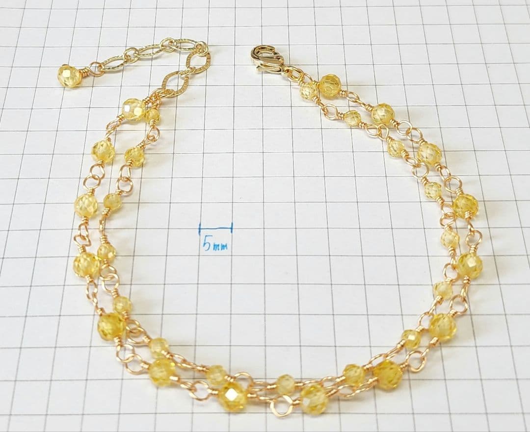 ぽんぽんジルコンダブルブレスレット14kgf