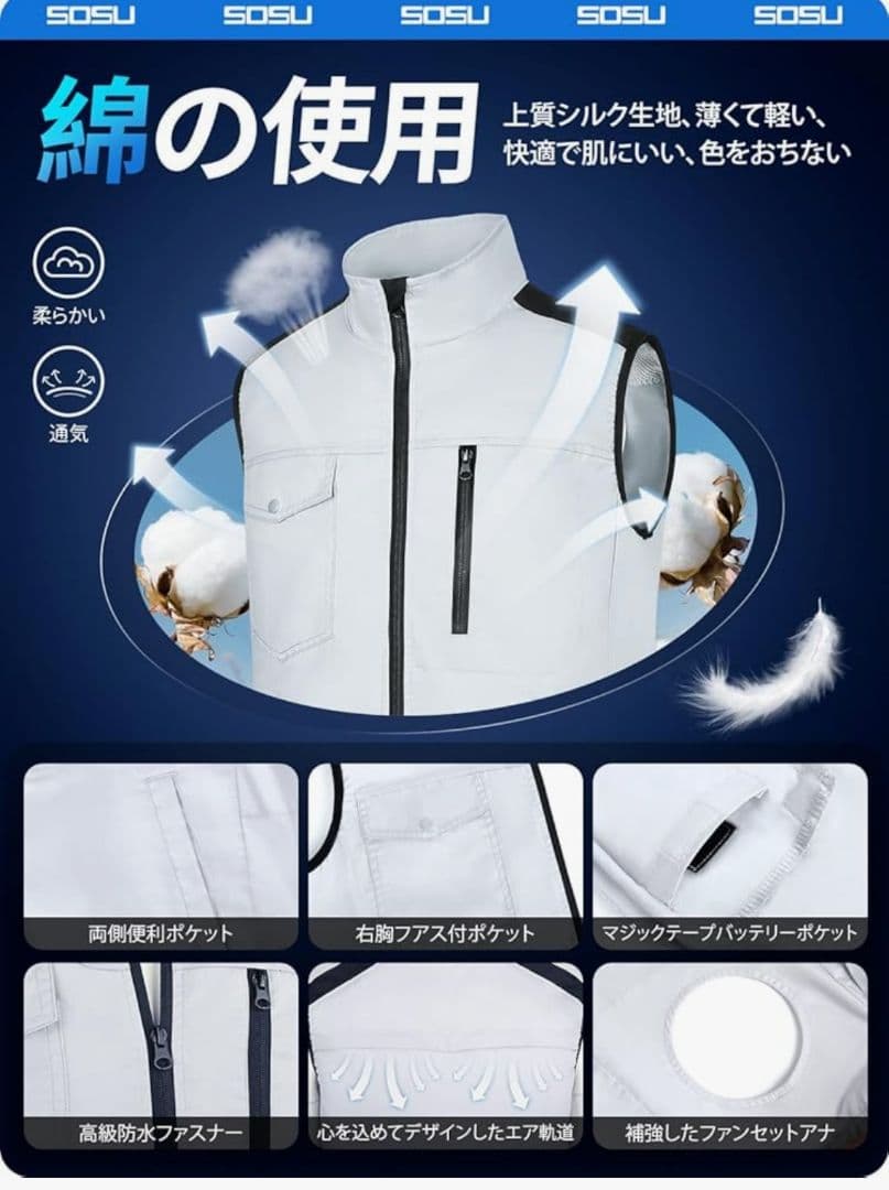 空調作業服　XL(LL)　 最大48時間 送風可能 40000mAh大容量