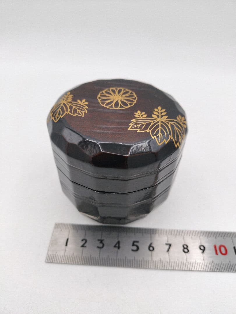 d160【新品・未使用】大棗 菊桐蒔絵 坂下雄峰 山中 木箱 茶道具