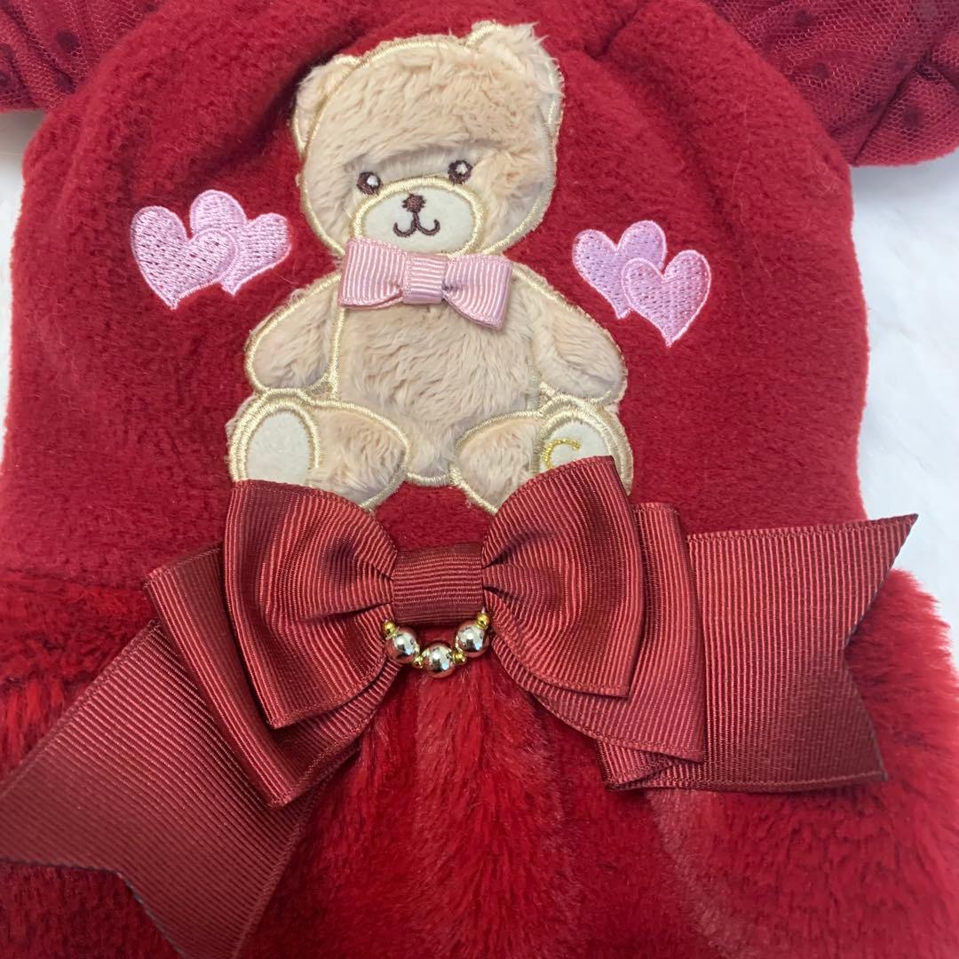 きゃんナナ　きゃんくまパフスリーブワンピース　新品　SS ラズベリーレッド