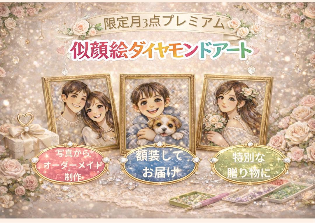 似顔絵ダイヤモンドアートキット A4サイズ（最大2人）