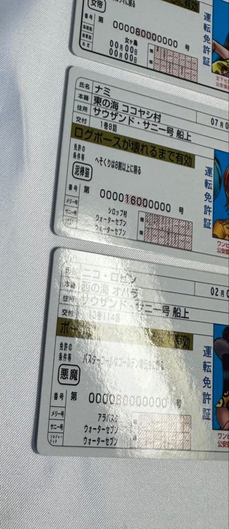ワンピース 運転免許証カードセット ナミ ハンコック ロビン