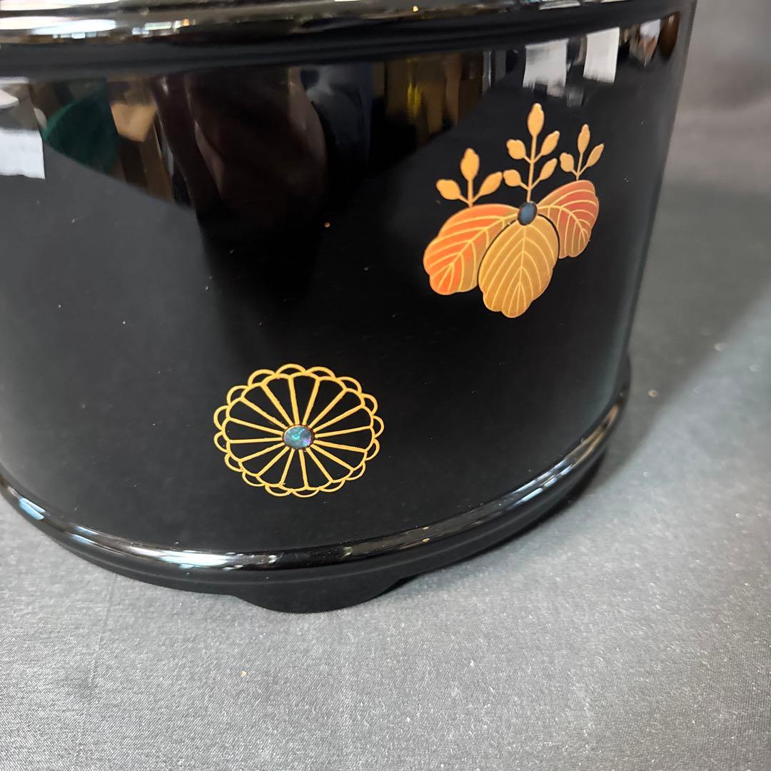 J47 送料無料　手桶水指　漆芸　塗り　金蒔絵　螺鈿　茶道具　茶室　木箱　在銘
