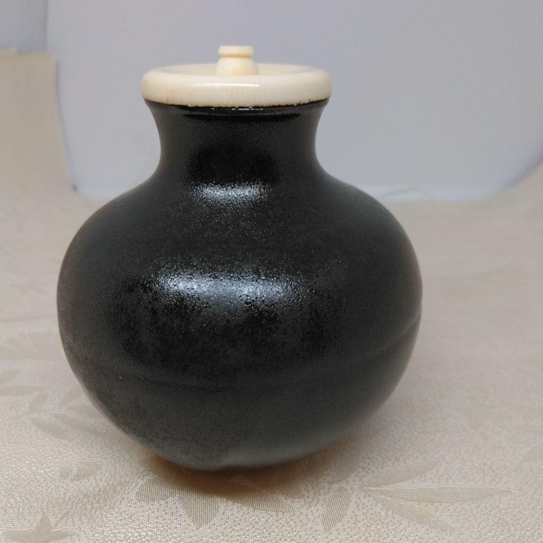唐物中興名物 模 木下丸壺茶入 暁窯 暁山造 仕覆 笹づる緞子 本歌写 共箱