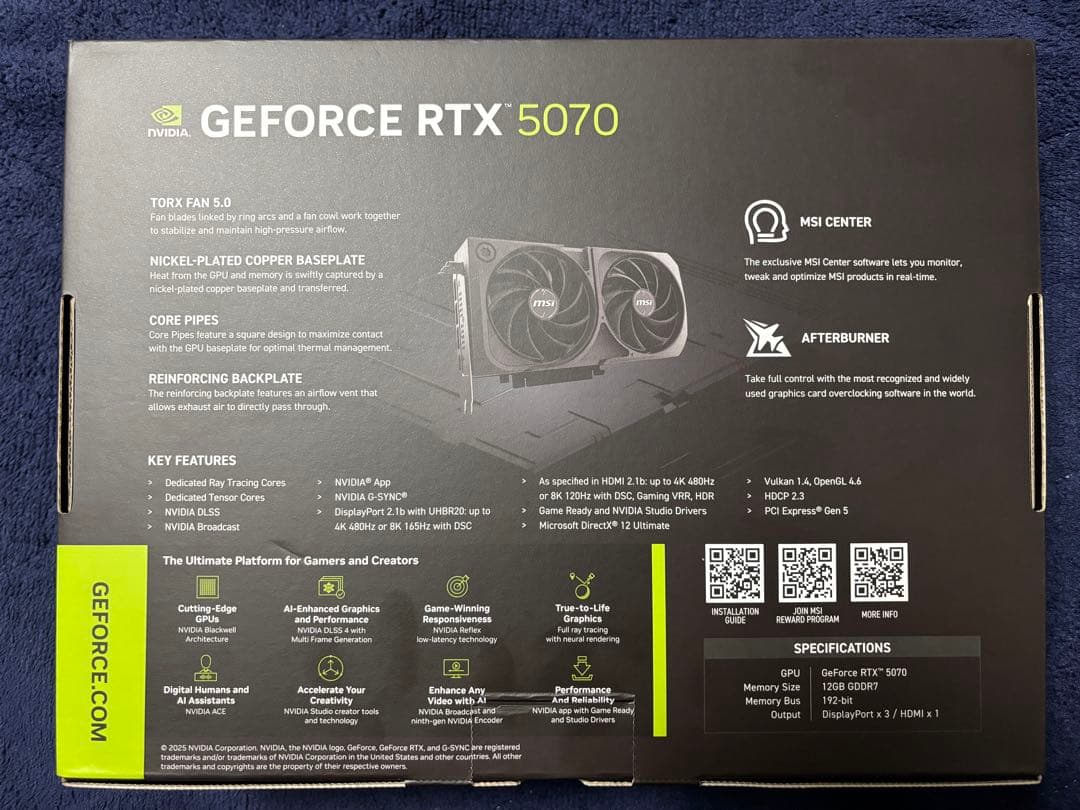 グラフィックボード・グラボ・ビデオカード MSI GeForce RTX 5070 12G SHADOW 2X OC