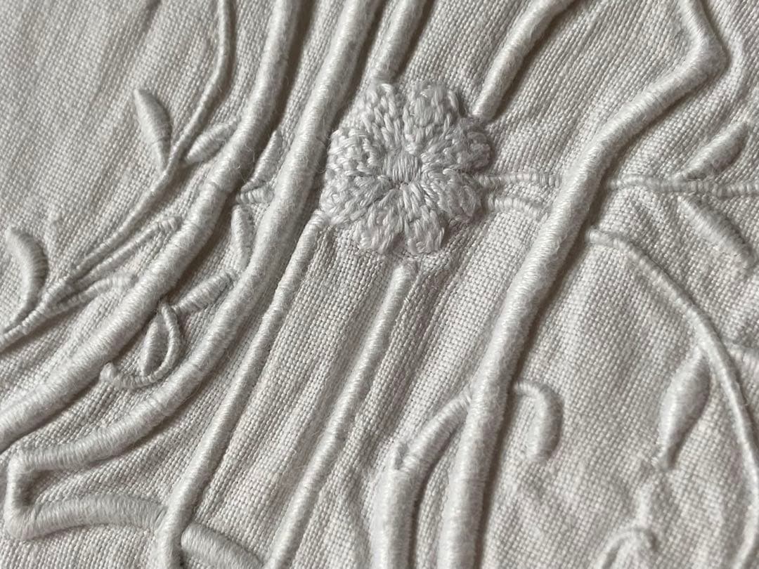 フランスアンティーク*ピローケース*クッション*枕カバー*手刺繍ダブルモノグラム
