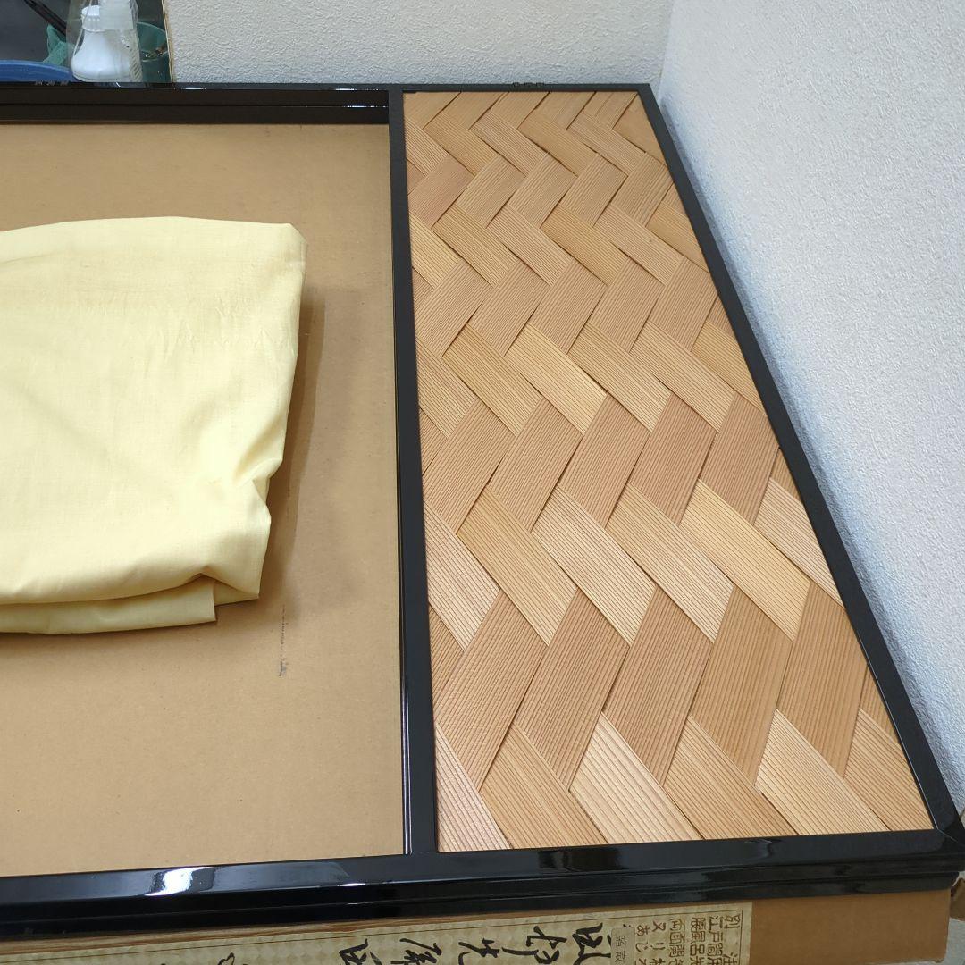 風炉先屏風　両面開　あじろ　箔散らし　真塗縁　透かし　紙箱