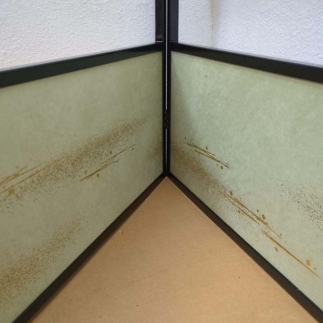 風炉先屏風　両面開　あじろ　箔散らし　真塗縁　透かし　紙箱