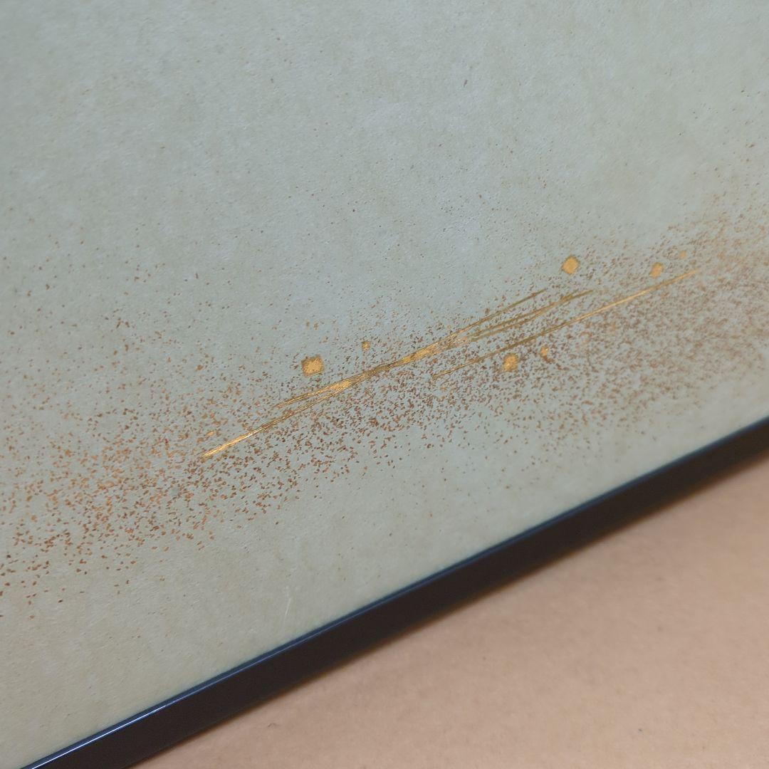 風炉先屏風　両面開　あじろ　箔散らし　真塗縁　透かし　紙箱