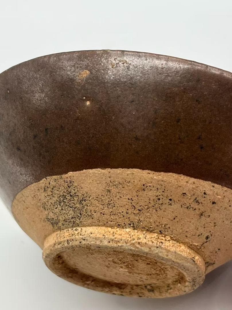 宋時代 吉州窯黒釉茶碗 褐釉斗笠碗 紫口 宋代斗茶茶碗 文人愛用(F-147)