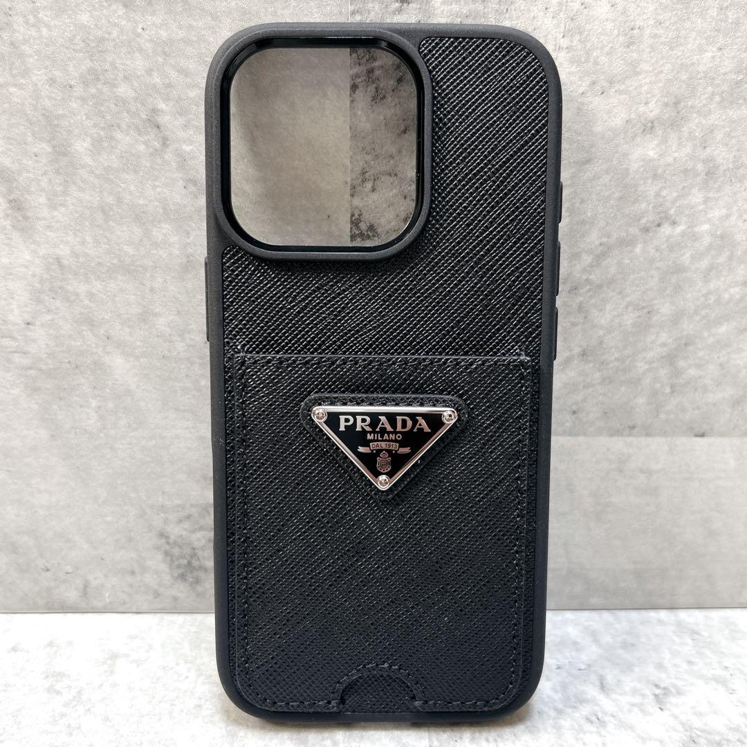 【美品】現行品 プラダ iPhone16pro スマホケース 三角ロゴ ブラック