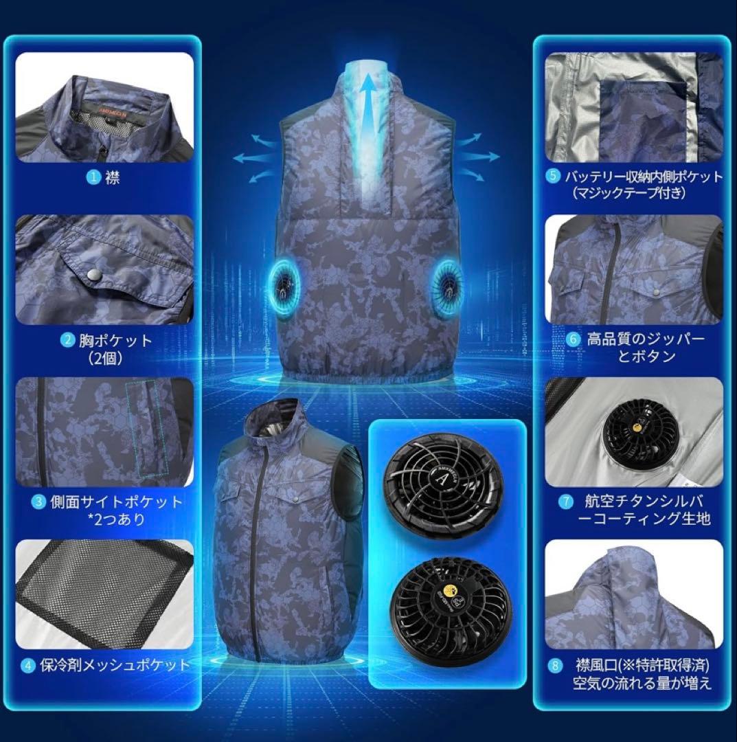 【サイズXL】32V超高出力 最強空調服 20000mAh バッテリー セット