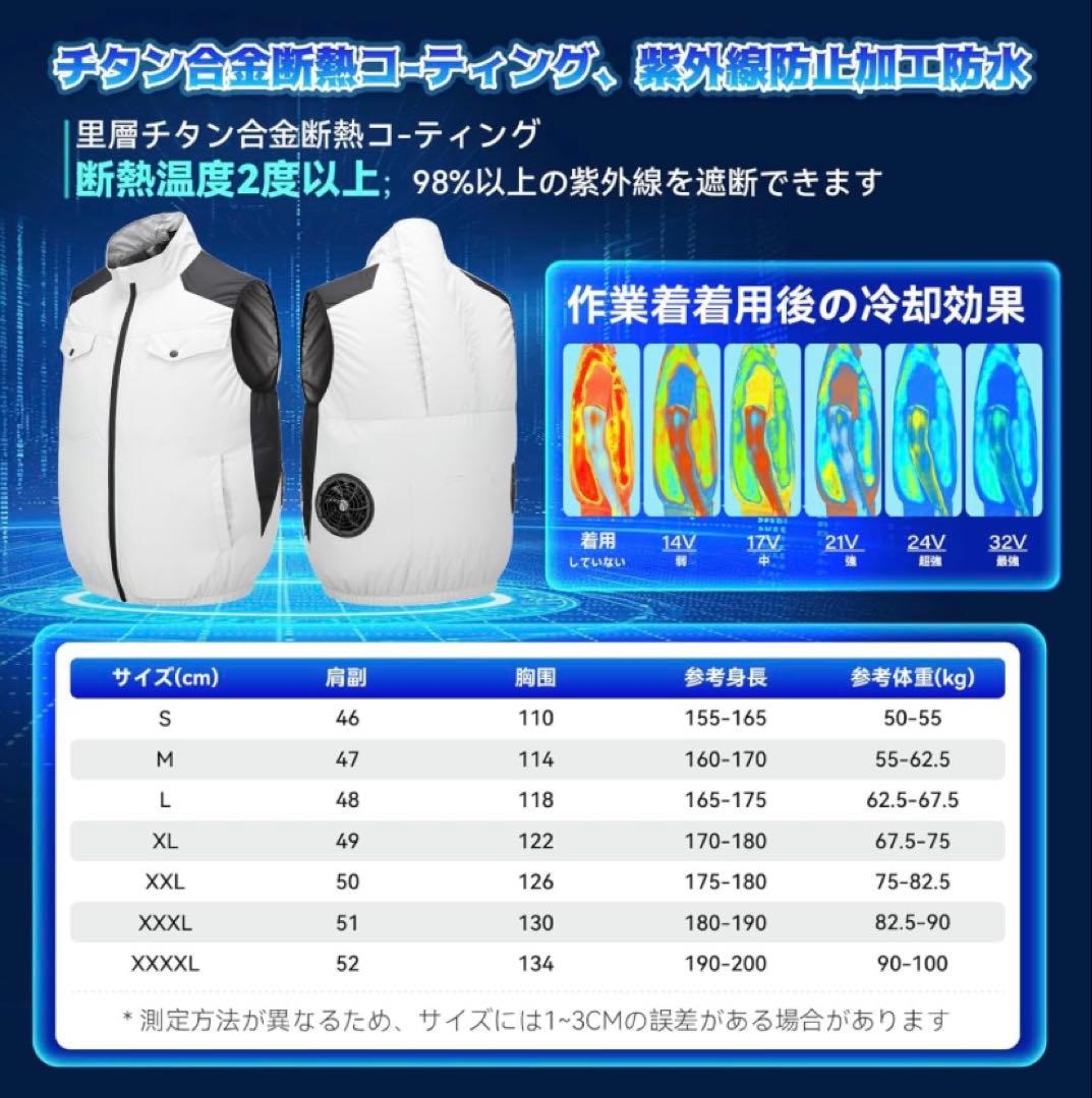 【サイズXL】32V超高出力 最強空調服 20000mAh バッテリー セット