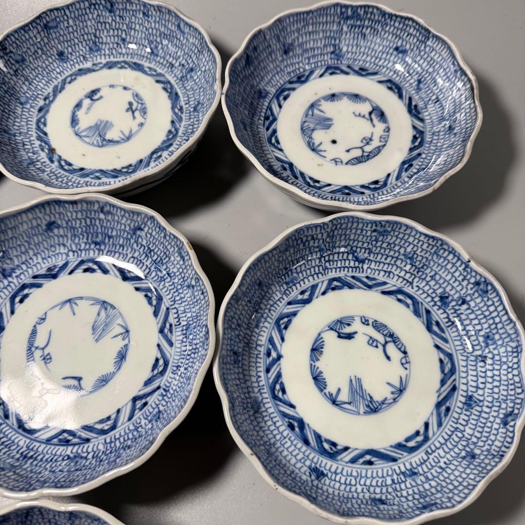古伊万里　微塵唐草膾皿　九客　成化年製　裏蔓唐草文　古陶を楽しむ　料理屋