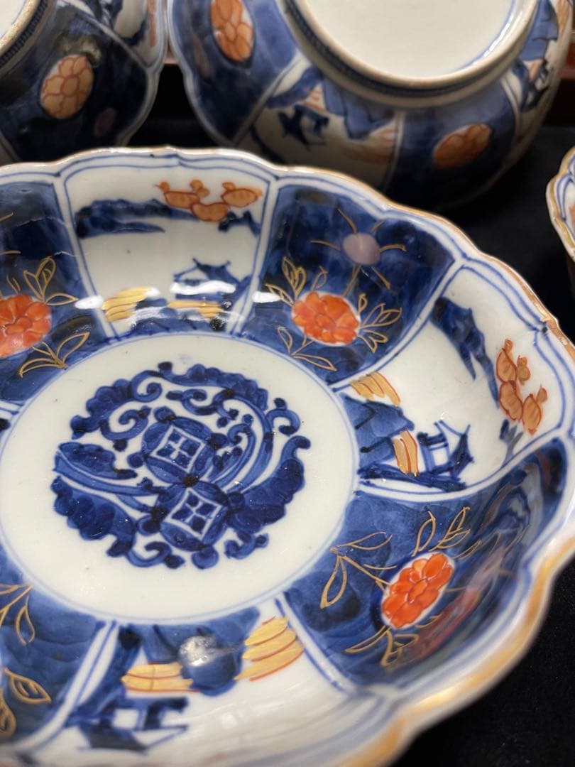 古伊万里　アンティーク　染付　色絵　染錦　膾皿　瑠璃　懐石料理　銘々皿　骨董
