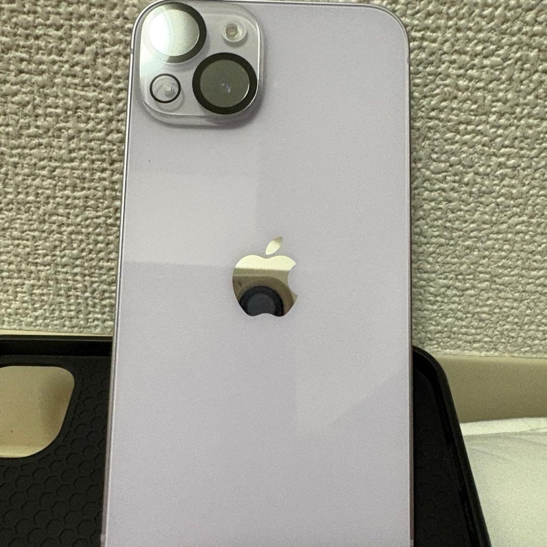 iPhone14 128GB SIMフリー 86% パープル　保護ガラス付