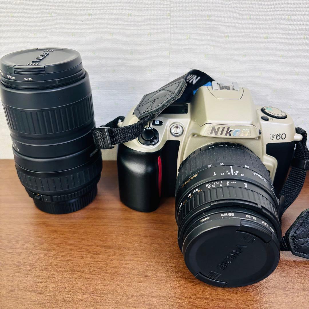 【美品】Nikon F60 フィルム一眼レフカメラ SIGMAレンズ2本セット
