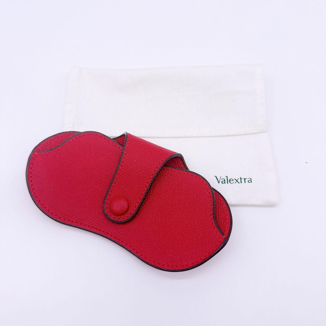 美品☆Valextra ヴァレクストラ 赤 レザー メガネケース☆B84