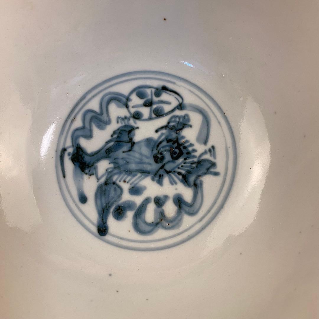 白呉須玉取獅子鉢　中国古美術