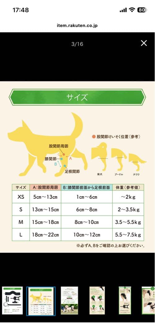 anifull 犬用の膝(パテラ用)サポーター　右足用　3.5〜5.5kg