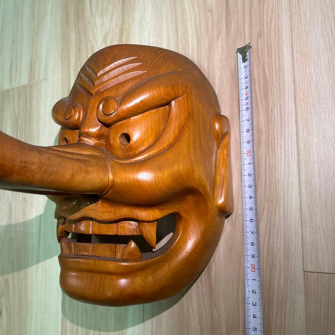 天狗面 木彫 くりぬき 骨董 魔除け
