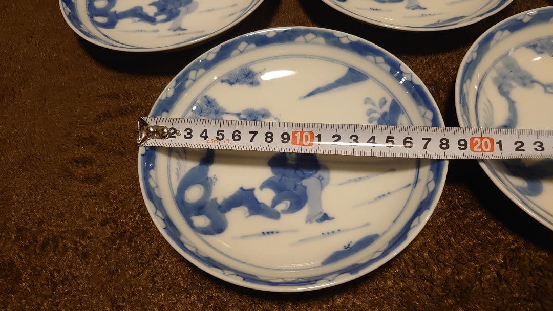 古伊万里　伊万里　染付　唐人　中皿　 菓子皿　５客