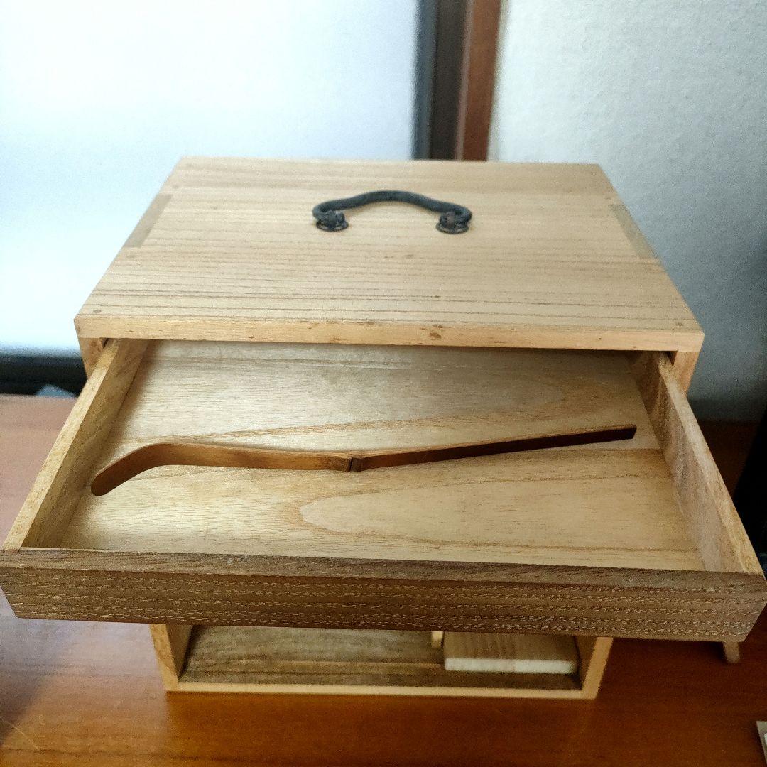茶道具入れ　お点前セット　色紙箱　茶碗　建水　棗　茶筅　茶杓　懐紙【T-9】