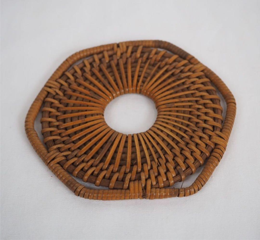 送料無料　時代物　瓶敷/瓶床 径約10ｃｍ　煎茶道具 検/中国古玩清時代民国唐木
