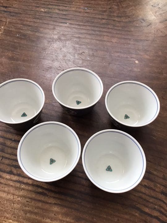 北野青郊　色絵花鳥文汲出湯呑　5客　茶具　九谷焼