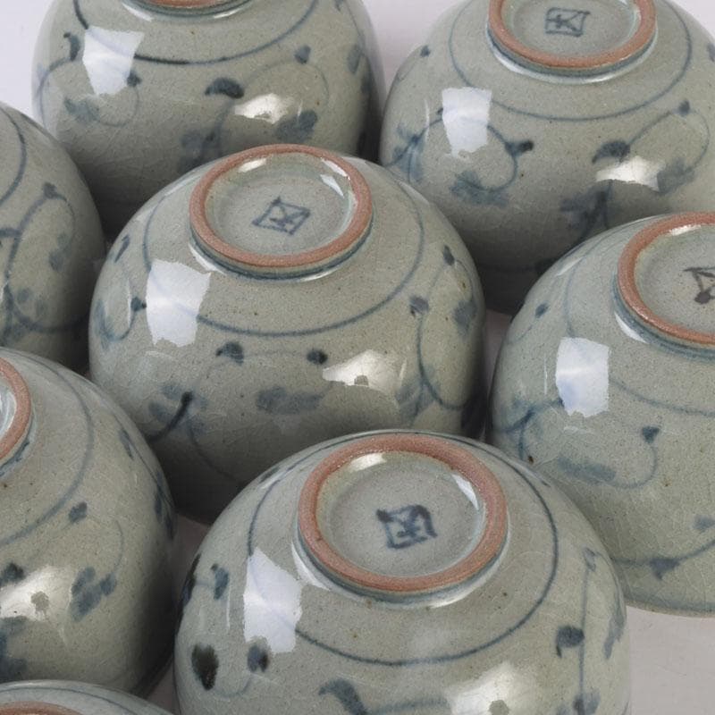 茶道具　清流庵　立石大四郎作　古伊万里手　数茶碗　八客　共箱　M　9967A