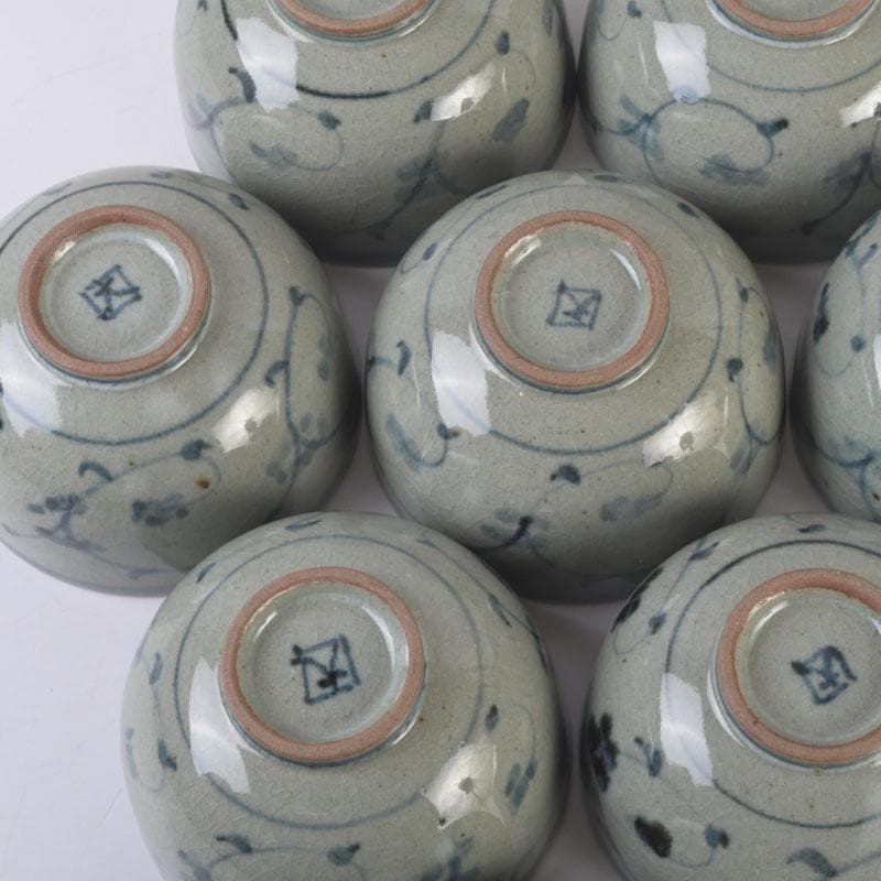 茶道具　清流庵　立石大四郎作　古伊万里手　数茶碗　八客　共箱　M　9967A