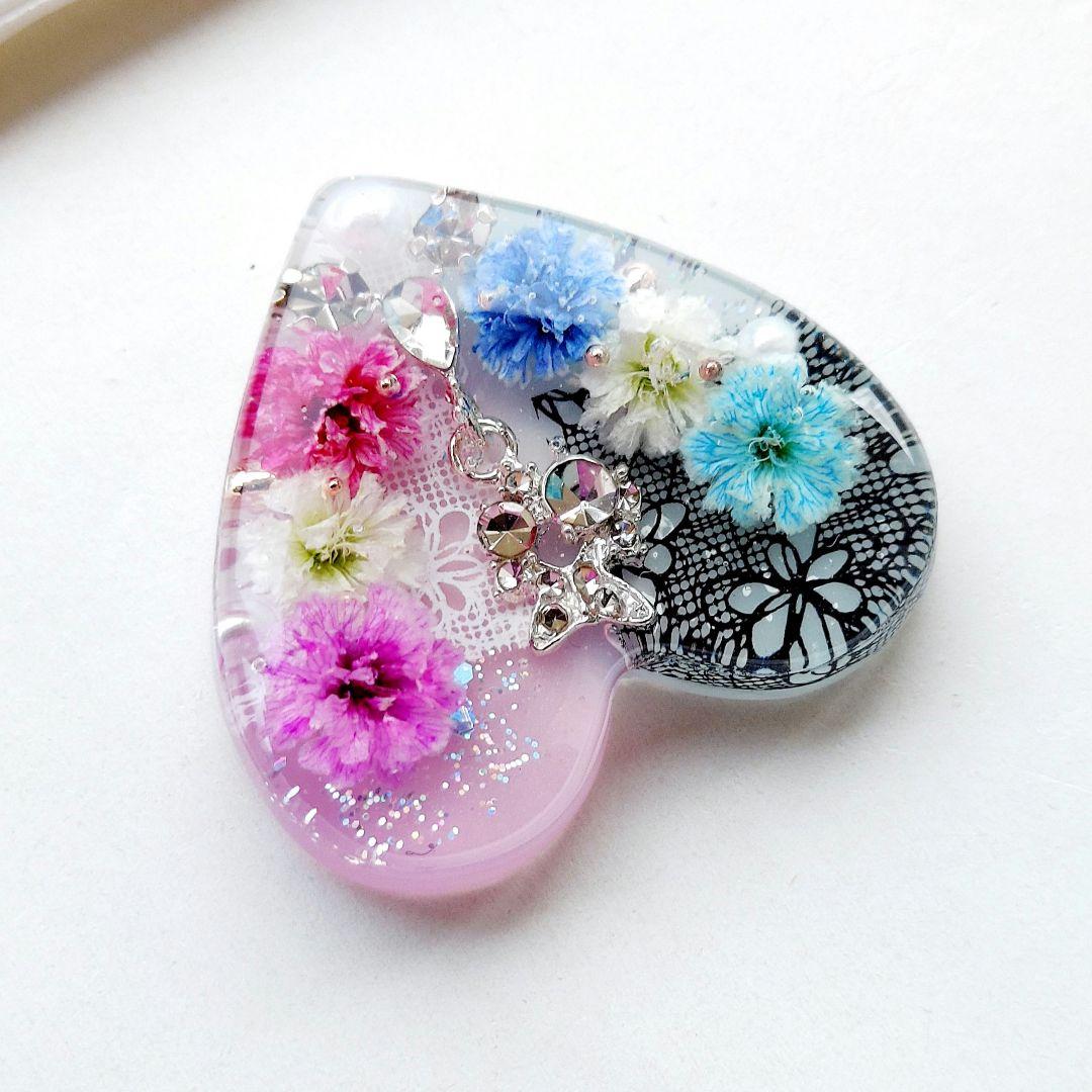 【1489】レジン　ハ―ト　ヘアゴム　ポニーフック　ブロ―チ　ハンドメイド