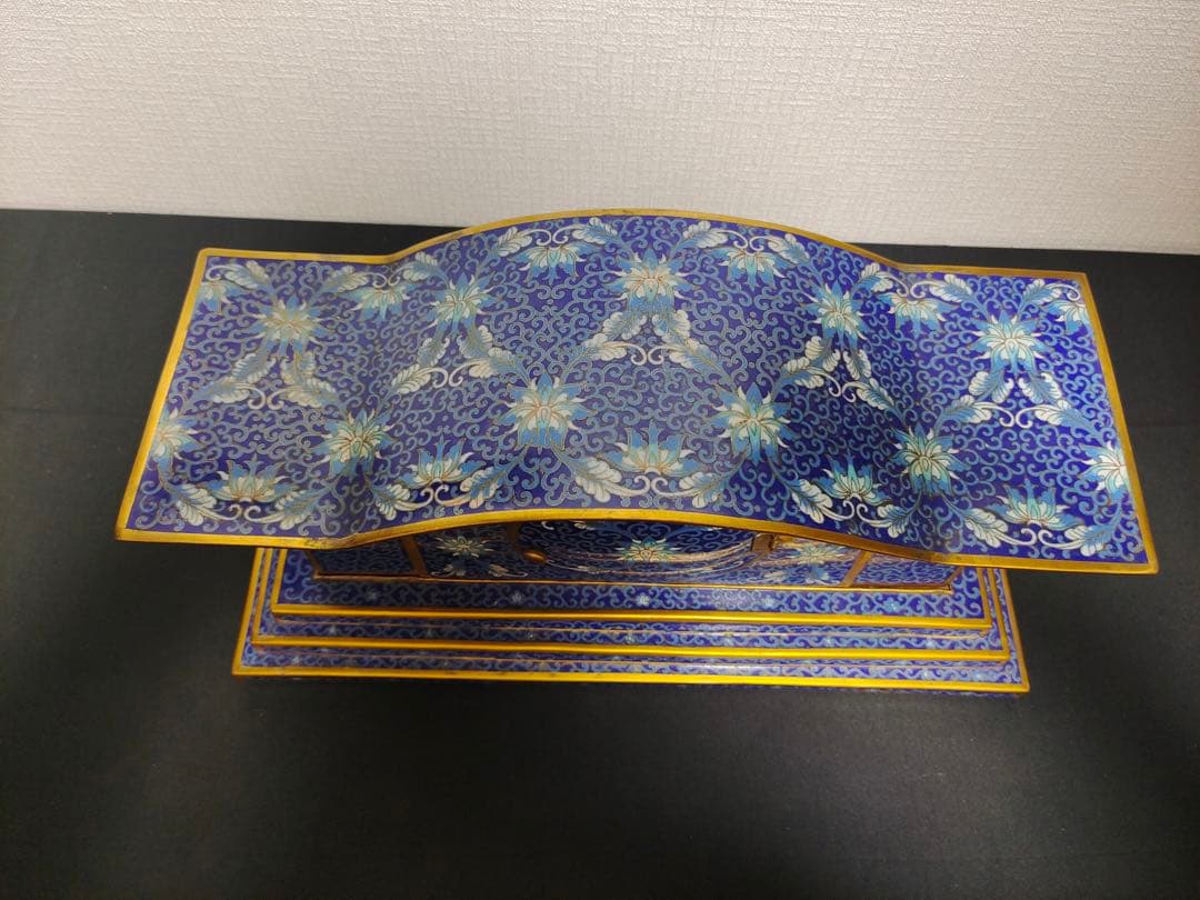 置時計　 アンティーク　骨董品　金彩　金属工芸　 景泰藍花卉紋　琺琅彩