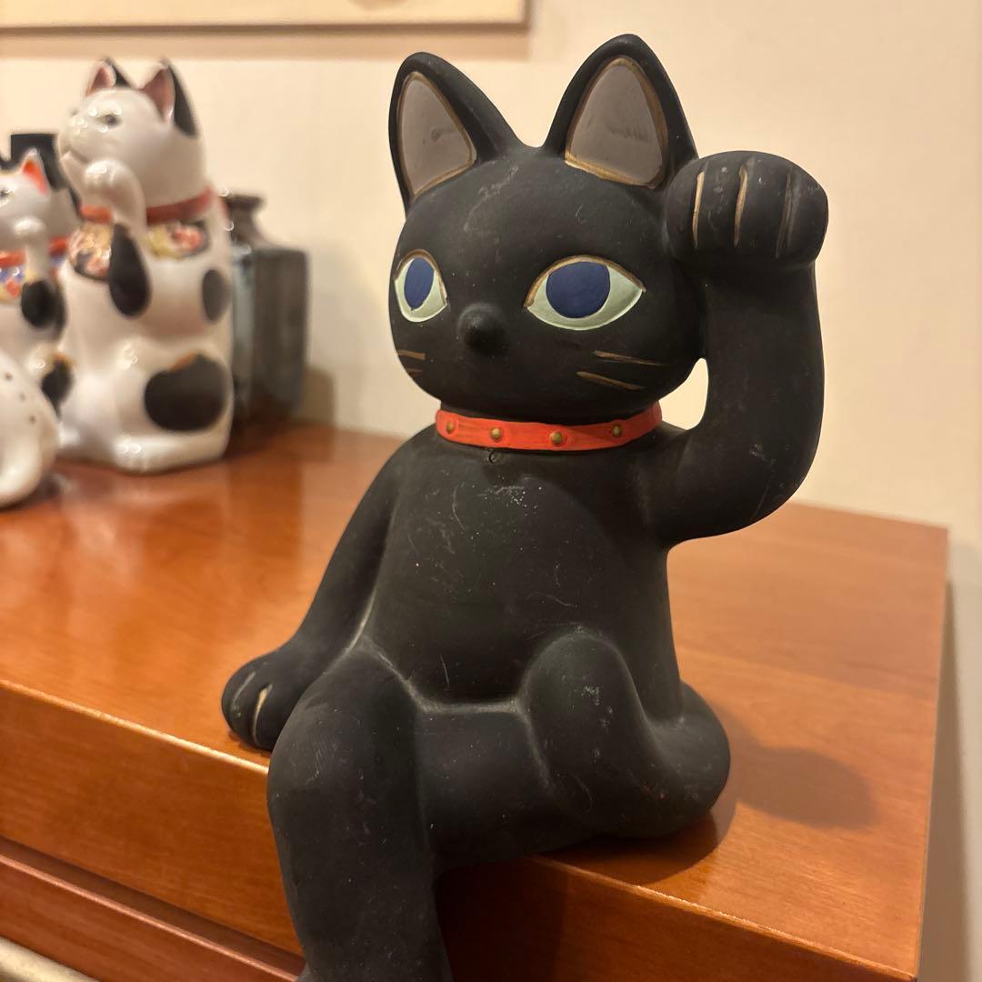 ヴィンテージ80s手描きの大きな瞳が可愛い雰囲気抜群の幸運・良き人を招く招き猫