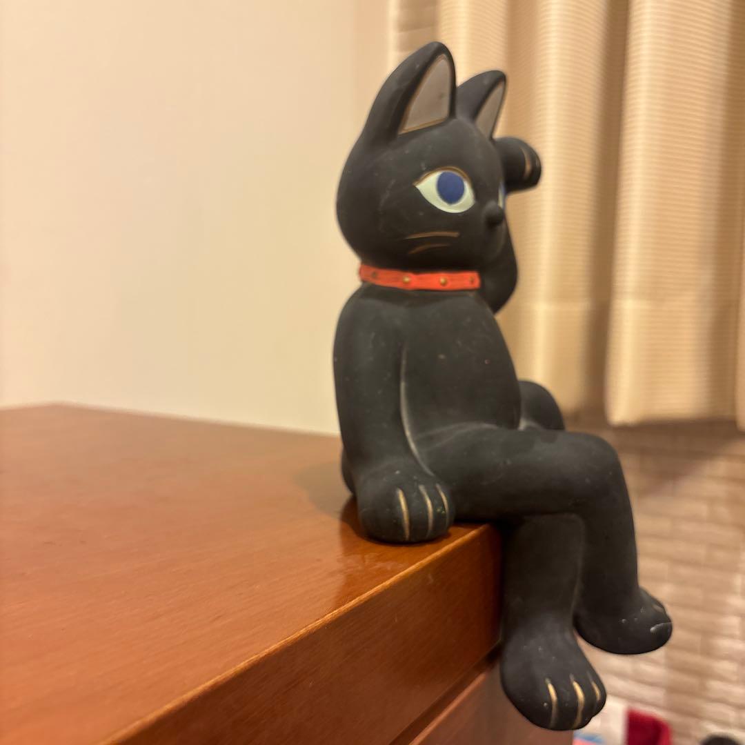 ヴィンテージ80s手描きの大きな瞳が可愛い雰囲気抜群の幸運・良き人を招く招き猫