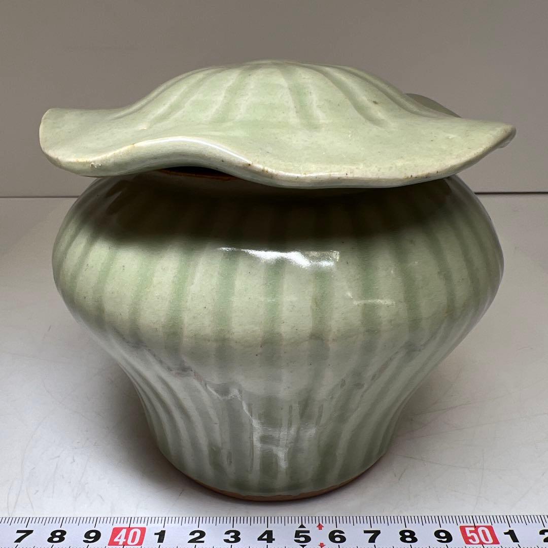 中国明時代　竜泉窯七官青磁壷　最大幅約14㎝　東Y8-0402☆2Fトコルウ