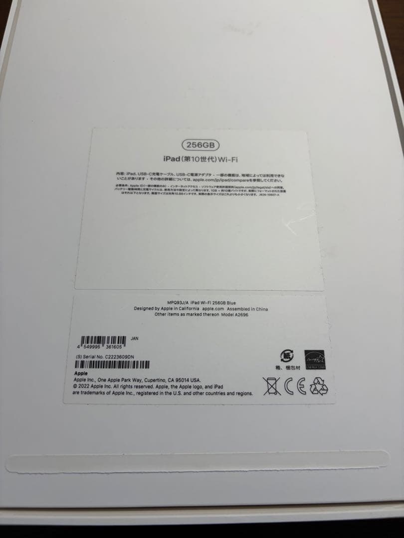 【美品】Apple iPad 10.9インチ/第10世代/256GB ケース付き