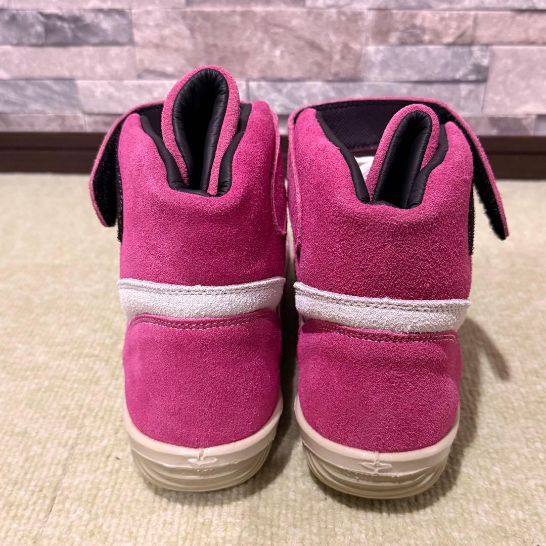 青木 アオキ 安全靴 ピンク ハイカットスニーカー ベルクロ付き 27cm