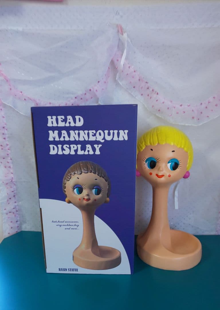 Twiggy headマネキン レトロポップツィッギー帽子掛けブラウン