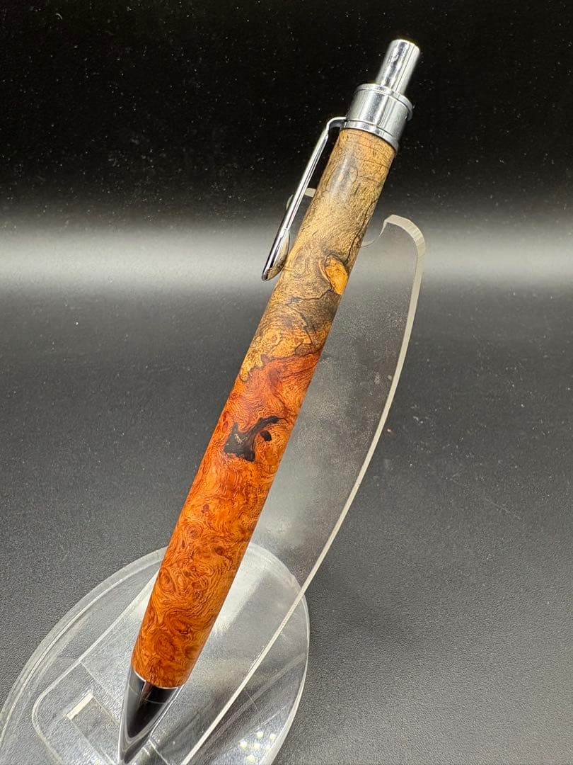 553花梨　紅白　瘤杢　木軸シャーペン　ボールペン