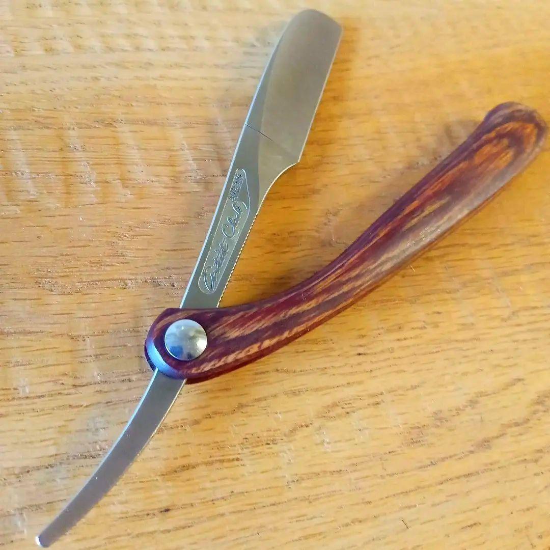 シェービング レザー 木製ハンドル 理容 カミソリ 剃刀 FEATHER