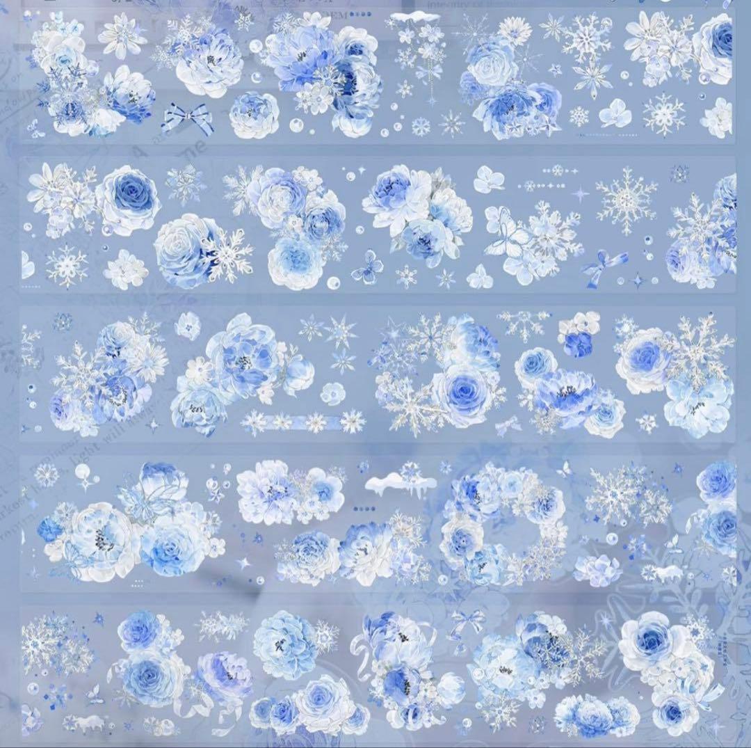 贝壳光 映雪蓝 ダイカット加工 6.5cm×6m 海外マスキングテープ　雪の結晶