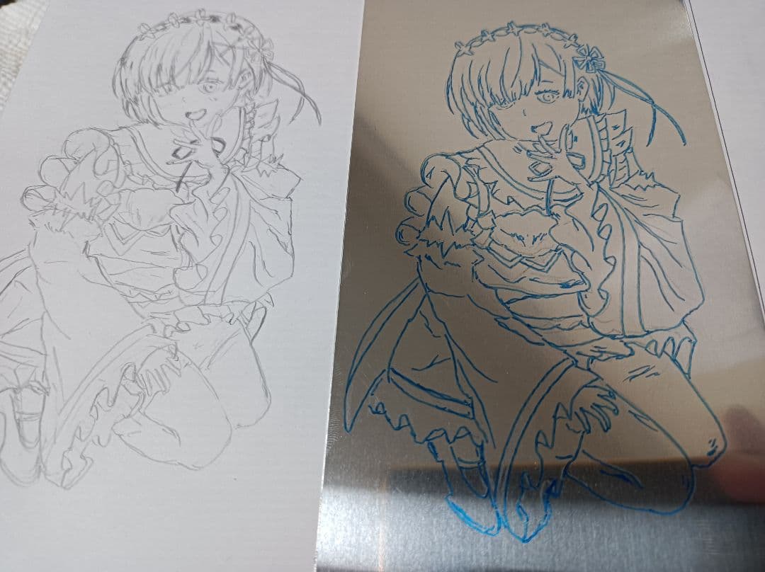 手描きイラスト　Re:ゼロ　レム　エングレービング