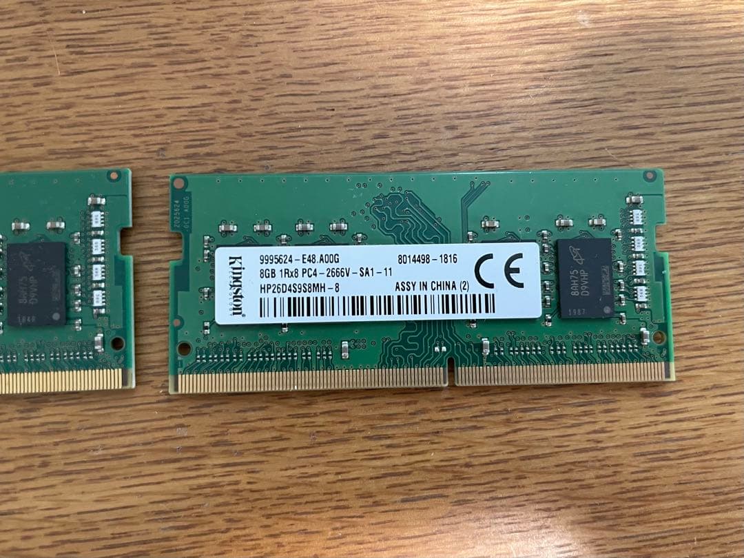 Kingston 8GB×2 1Rx8 PC4-2666V ノートPCメモリ
