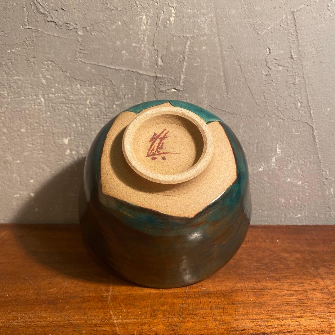 A 九谷焼 松浦慎弥作 抹茶碗 吉田屋 椿 共箱 コレクション 骨董品