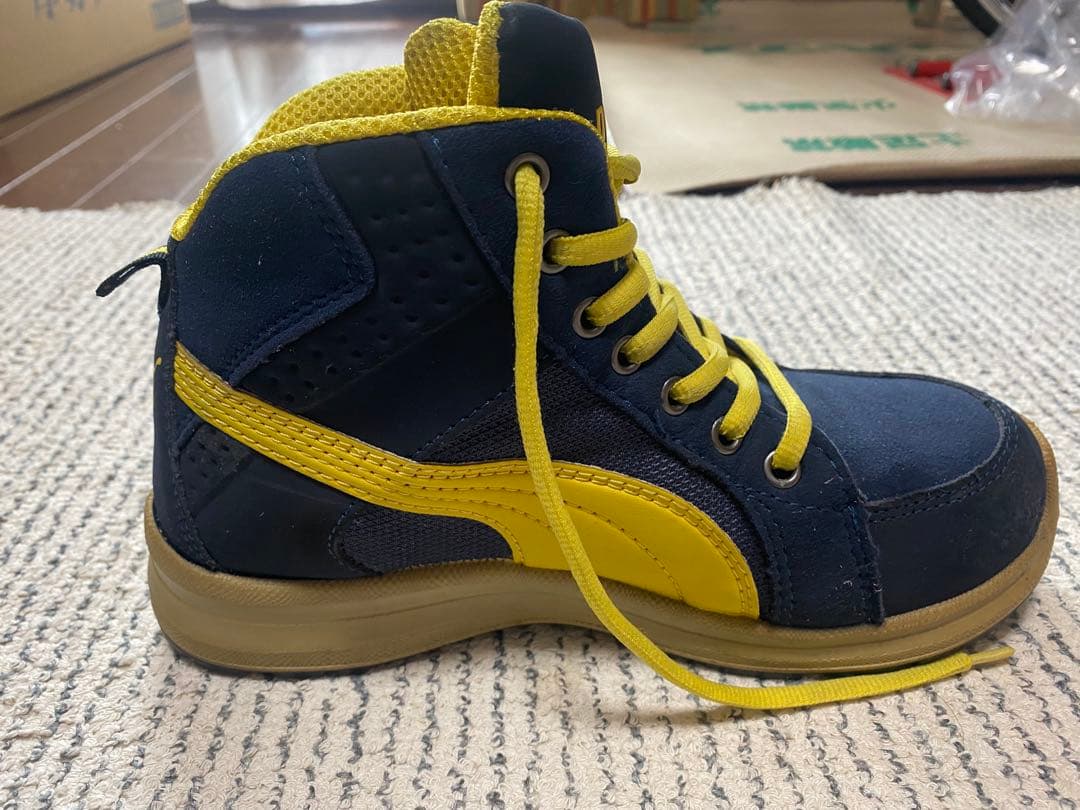 Puma ネイビー/イエロー ハイカット安全靴　25cm