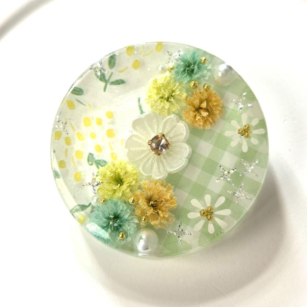 レジンヘアゴム　ヘアアクセサリー 丸　約3.5cm　桜　ピンク　No.18