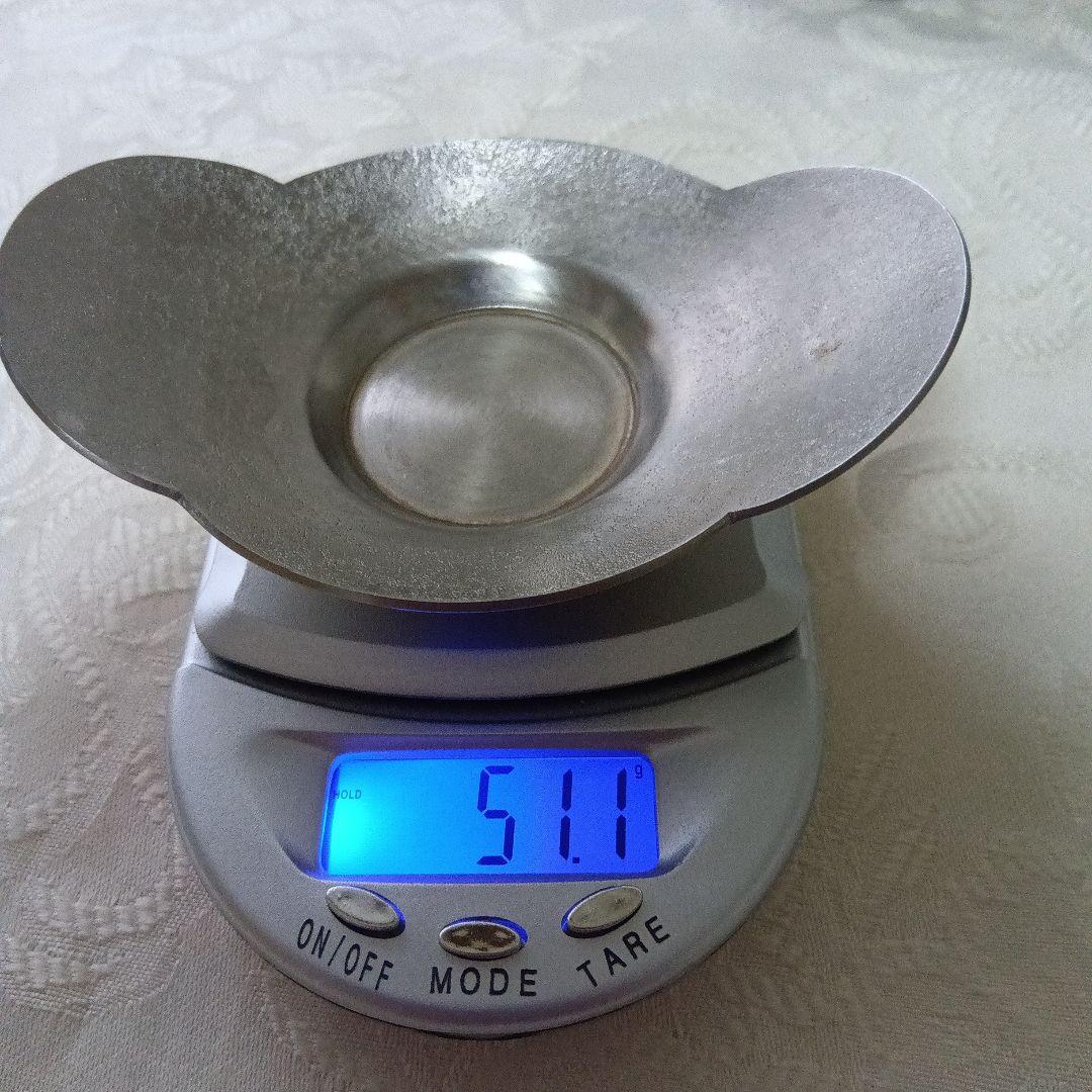 煎茶道具　瑞峯堂　白銀製　木瓜茶托×5客　在銘