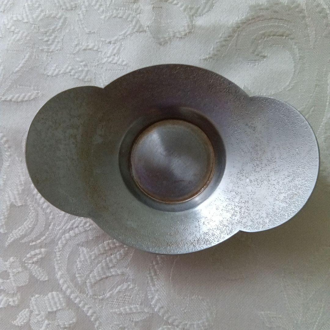 煎茶道具　瑞峯堂　白銀製　木瓜茶托×5客　在銘