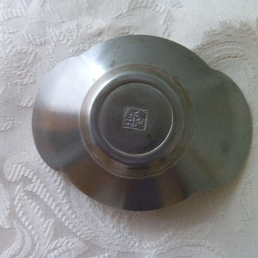 煎茶道具　瑞峯堂　白銀製　木瓜茶托×5客　在銘